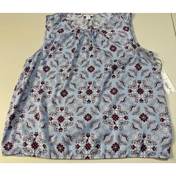 Liz Claiborne Womens Size M Sleeveless Top Bluebird Floral Design Polyester - Picture 1 of 12